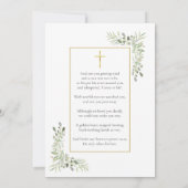 Carte de prière commémorative des funérailles vert (Dos)