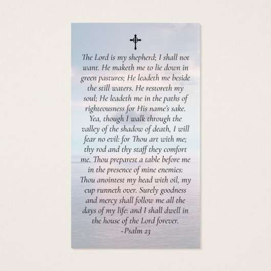 Carte de prière commémorative du coucher du soleil (Dos)