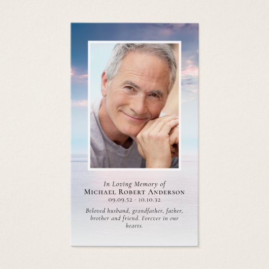 Carte de prière commémorative du coucher du soleil (Devant)