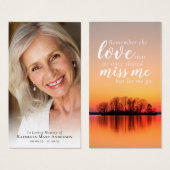 Carte de prière commémorative du coucher du soleil (Devant & derrière)