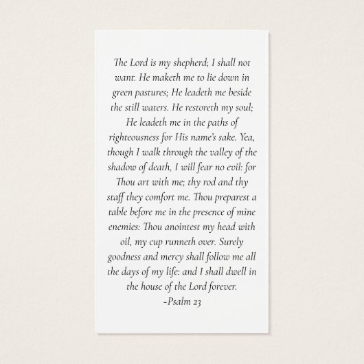 Carte de prière commémorative du coucher du soleil (Dos)