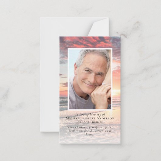 Carte de prière commémorative du coucher du soleil (Devant)