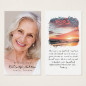 Carte de prière commémorative du coucher du soleil (Devant & derrière)