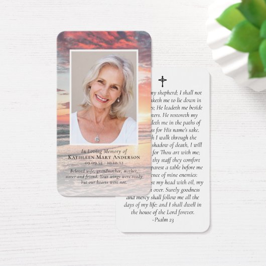 Carte de prière commémorative du coucher du soleil (Bureau)