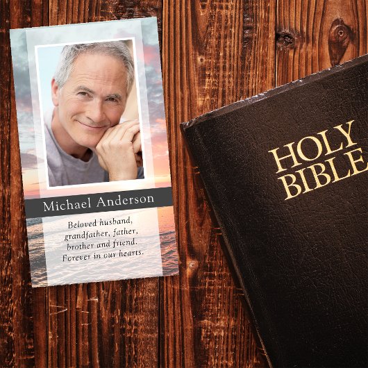 Carte de prière commémorative du coucher du soleil