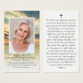 Carte de prière commémorative du coucher du soleil (Devant & derrière)