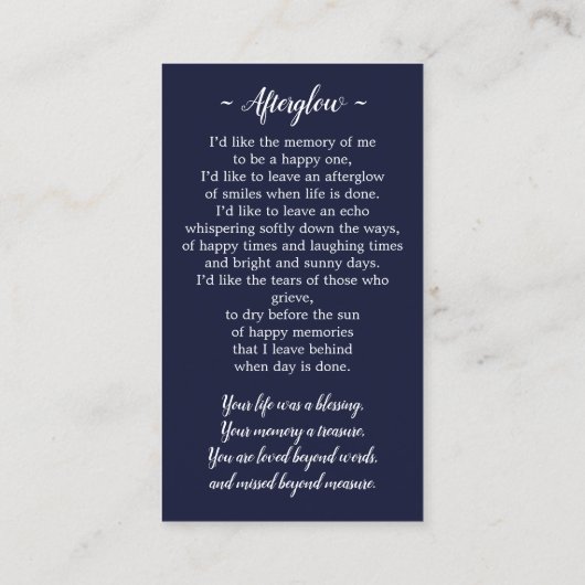 Carte de prière commémorative du drapeau américain (Dos)