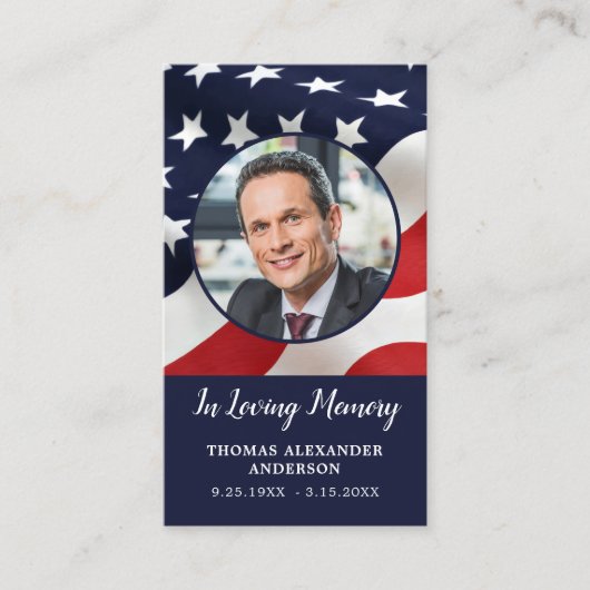 Carte de prière commémorative du drapeau américain (Devant)