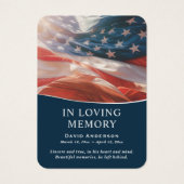 Carte de prière commémorative du drapeau américain (Devant)