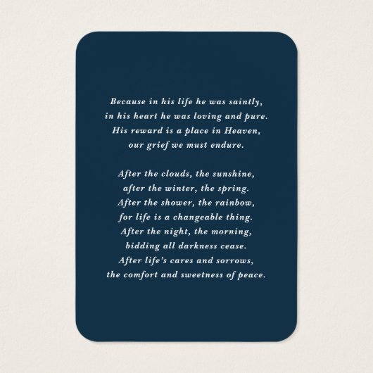 Carte de prière commémorative du drapeau américain (Dos)