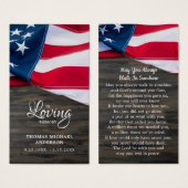 Carte de prière commémorative du drapeau américain (Devant & derrière)