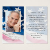 Carte de prière commémorative du drapeau américain (Devant & derrière)