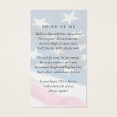 Carte de prière commémorative du drapeau américain (Dos)