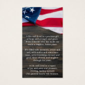 Carte de prière commémorative du drapeau américain (Dos)