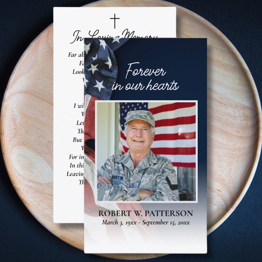 Carte de prière commémorative du drapeau américain