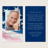 Carte de prière commémorative du drapeau américain (Devant & derrière)