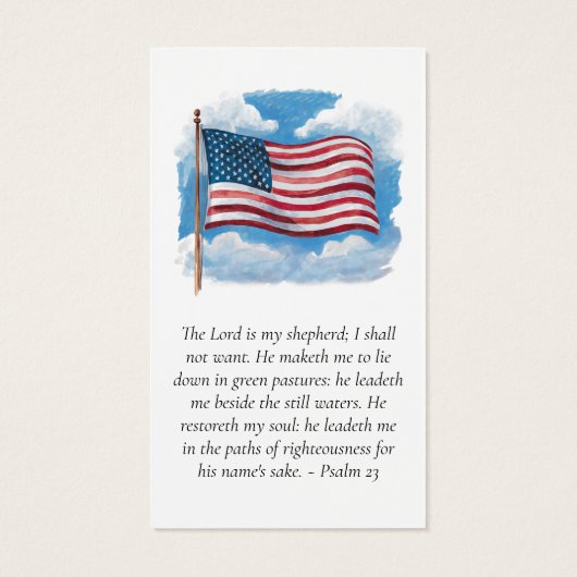 Carte de prière commémorative du drapeau américain (Dos)