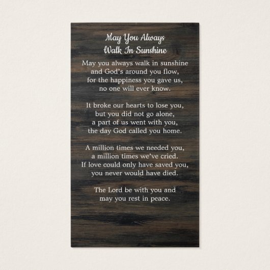 Carte de prière commémorative du drapeau britanniq (Dos)