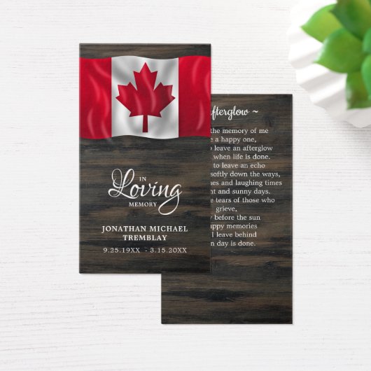 Carte de prière commémorative du drapeau du Canada (Bureau)