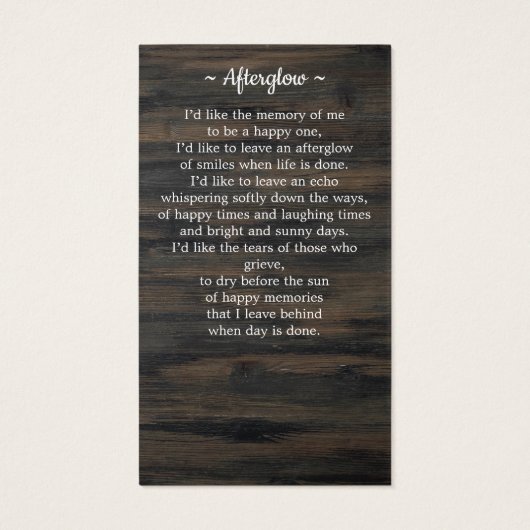 Carte de prière commémorative du drapeau du Canada (Dos)