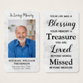 Carte de prière commémorative du marbre Poème Phot (Devant & derrière)