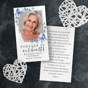 Carte de prière commémorative du papillon bleu