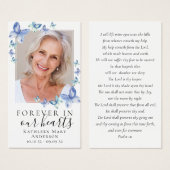 Carte de prière commémorative du papillon bleu (Devant & derrière)