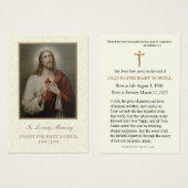 Carte de prière commémorative du Sacré-Coeur (Devant & derrière)