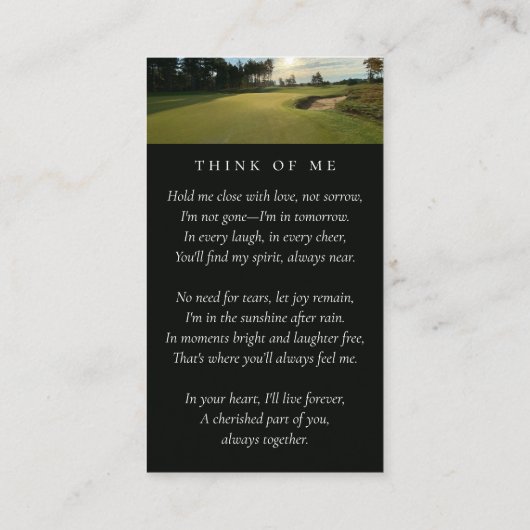 Carte de prière commémorative du terrain de golf O (Dos)