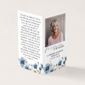 Carte de prière commémorative Dusty Bleu Blanc Pli (Extérieur)