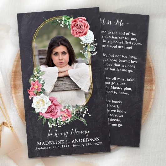 Carte de prière commémorative Élégante photo Funér