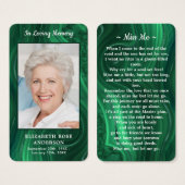 Carte de prière commémorative Emerald (Devant & derrière)