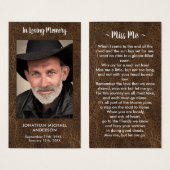 Carte de prière commémorative en cuir (Devant & derrière)