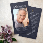 Carte de prière commémorative en cuir bleu