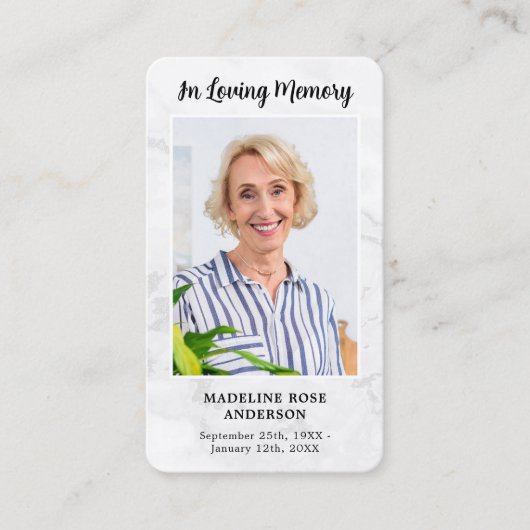 Carte de prière commémorative en marbre moderne (Devant)