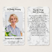 Carte de prière commémorative en marbre Premium (Devant & derrière)