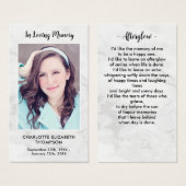 Carte de prière commémorative en marbre simple (Devant & derrière)