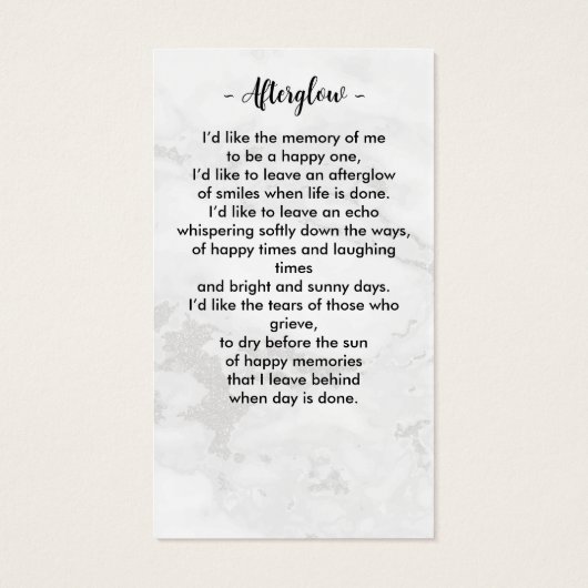 Carte de prière commémorative en marbre simple (Dos)