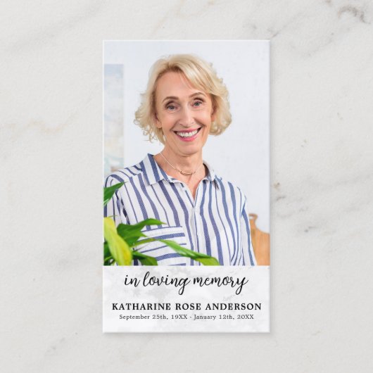 Carte de prière commémorative en marbre simple (Devant)