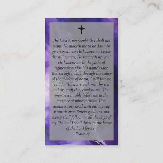 Carte de prière commémorative en marbre violet (Dos)