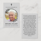 Carte de prière commémorative en mémoire d'amour (Devant / Derrière)