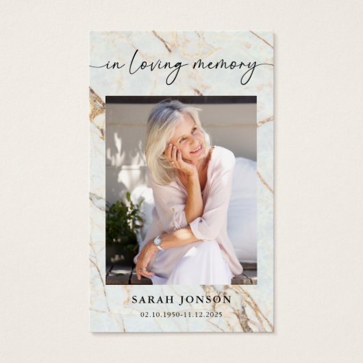 Carte de prière commémorative en mémoire d'amour (Devant)