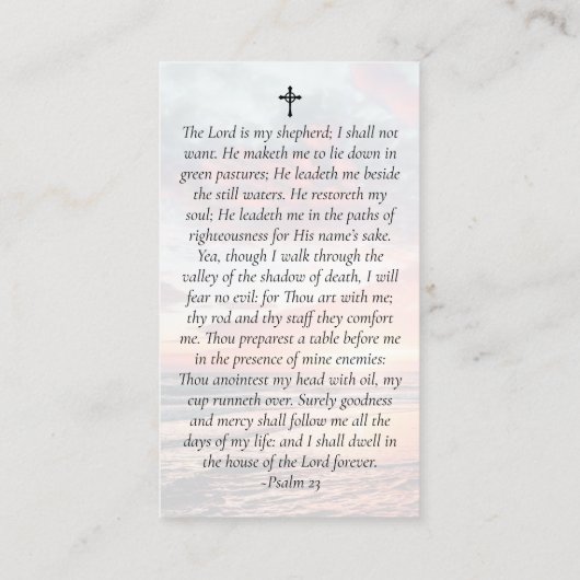 Carte de prière commémorative en mémoire d'amour (Dos)