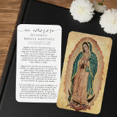 Carte de prière commémorative espagnole Guadalupe