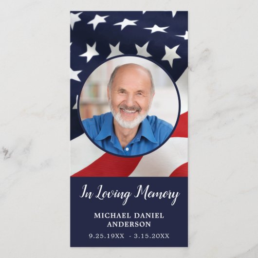 Carte de prière commémorative Étoiles et rayures S (Devant)