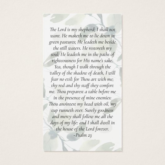 Carte de prière commémorative Eucalyptus (Dos)