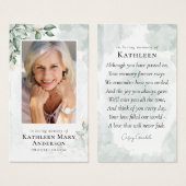 Carte de prière commémorative Eucalyptus (Devant & derrière)