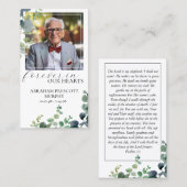 Carte de prière commémorative Eucalyptus (Devant / Derrière)