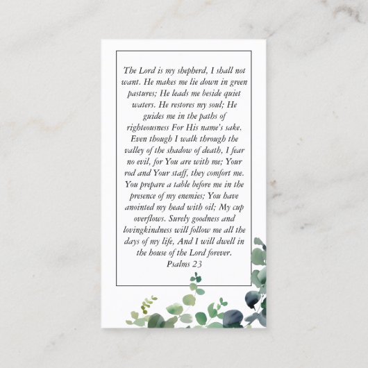 Carte de prière commémorative Eucalyptus (Dos)