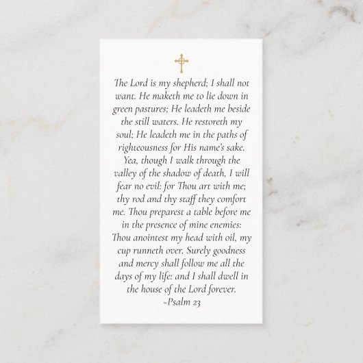 Carte de prière commémorative Eucalyptus Budget (Dos)